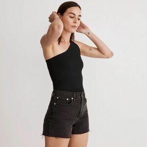 Madewell High-Rise Denim Shorts  - washed faded black color